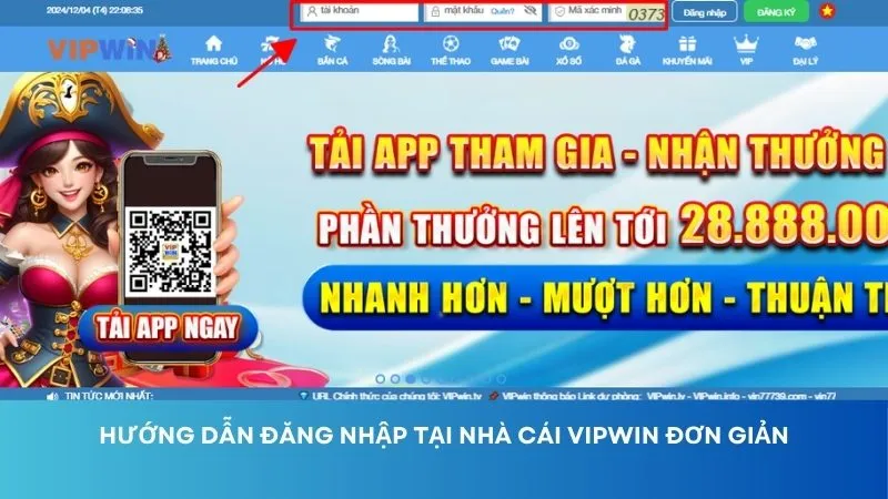 Hướng dẫn đăng nhập tại nhà cái VIPWIN đơn giản