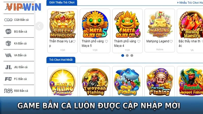 Game bắn cá được nhà cái liên tục cập nhập từ các nhà phát hành