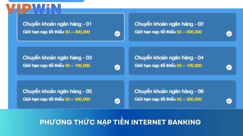 Hướng dẫn chi tiết các nạp tiền bằng internet banking