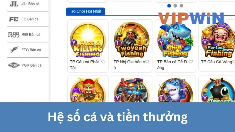 Hệ số cá và tiền thưởng trong game