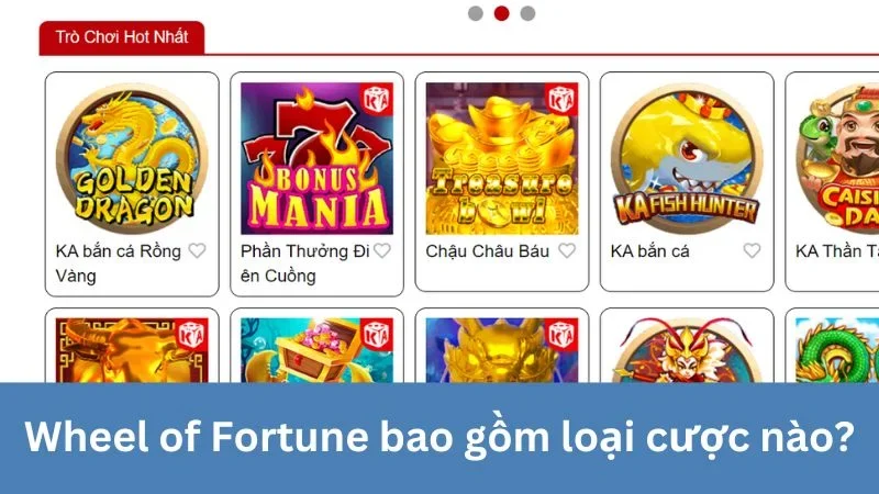 Wheel of Fortune bao gồm nhiều loại cược